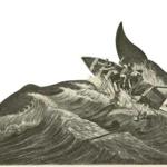 An 1872 woodcut of a whale trying to repulse a boat.